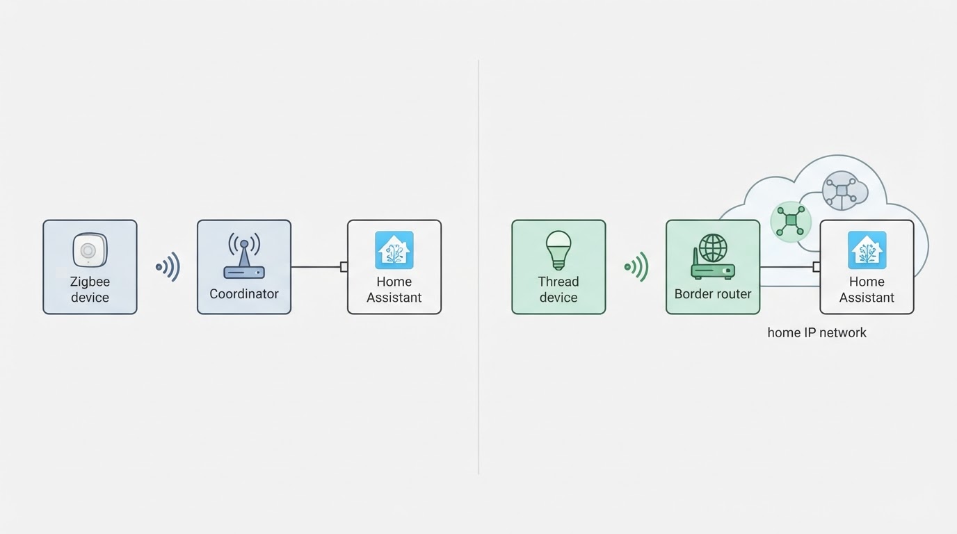 Workflow diagram for zigbee vs thread.