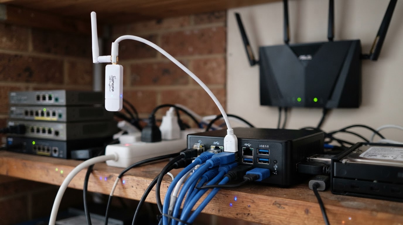 Editorial illustration for home assistant zigbee2mqtt.