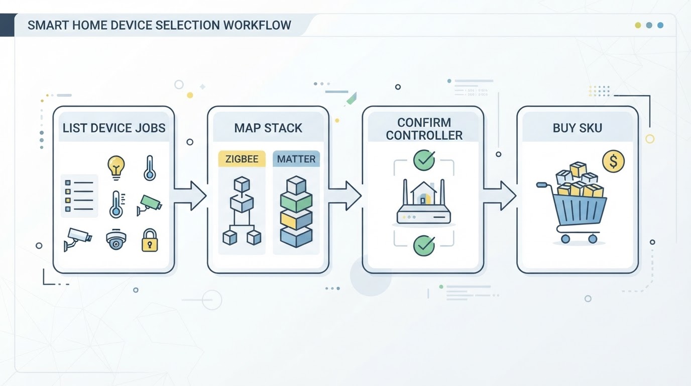 Workflow diagram for zigbee vs matter.
