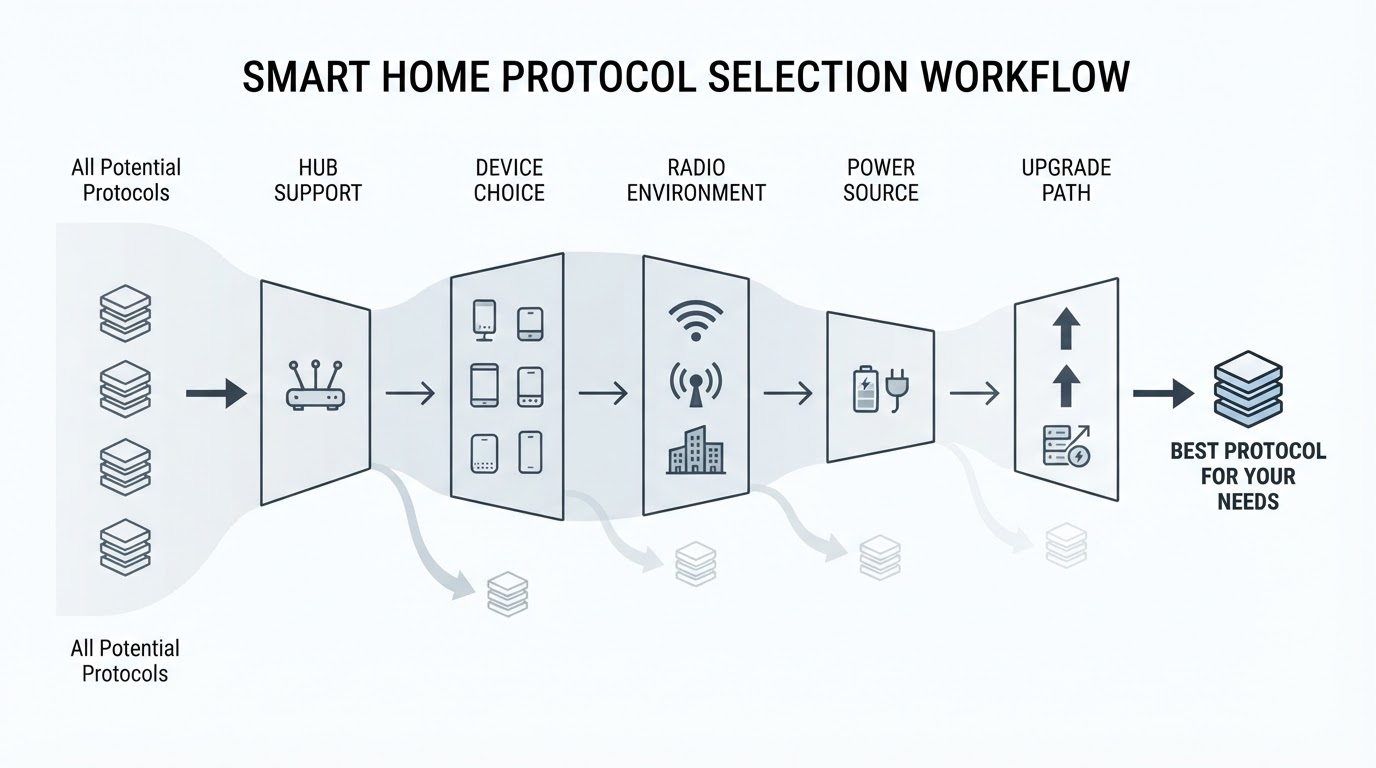 Workflow diagram for best smart home protocol.