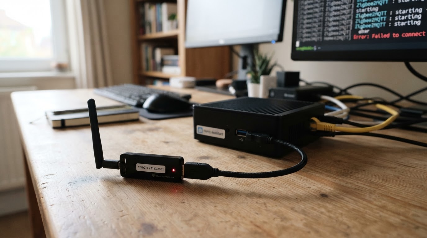 Editorial illustration for Zigbee2MQTT not starting Home Assistant.