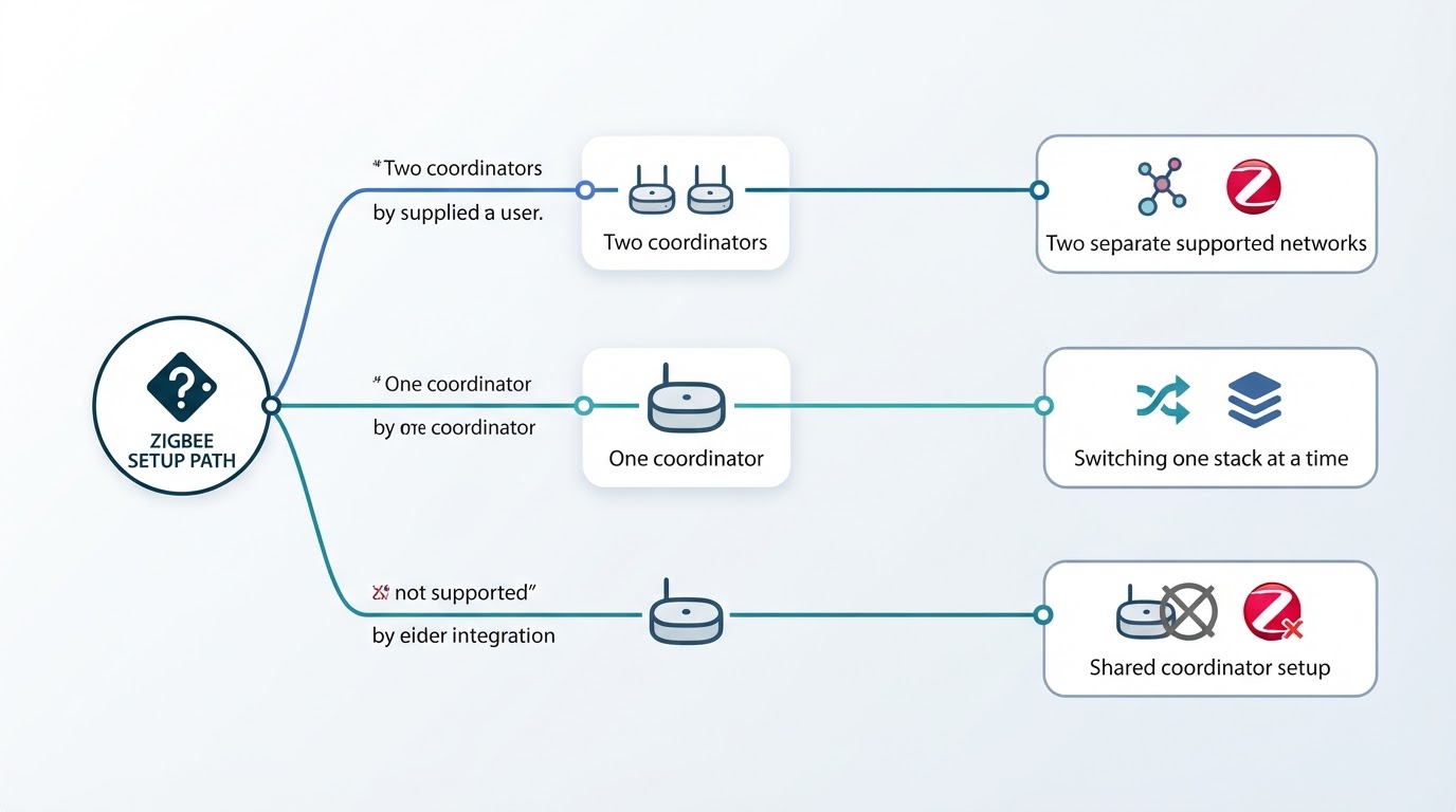Workflow diagram for zha and zigbee2mqtt at the same time.